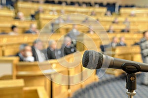 Microphone at conference hall.