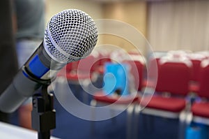 Microphone at conference hall.