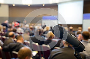 Microphone at conference hall.