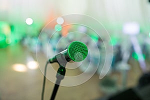 Microphone in conference hall before business meeting