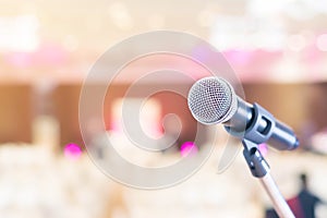 Microphone in conference on seminar room event