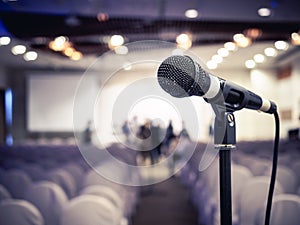 Microphone in Conference Seminar room Event Background