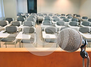 Microphone in Conference Seminar room Event and Meeting Background