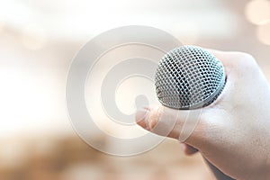 Microphone in conference on seminar room event