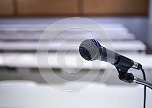 Microphone in Conference Seminar room Meeting Event Background