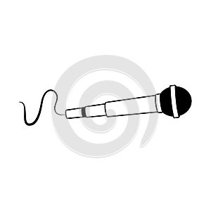 Microphone with cord icon, flat design