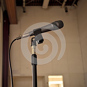 Microphone with cord on a mic stand