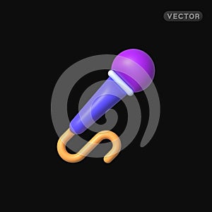 Microphone in 3d modern style on white background. Vector illustration
