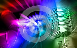 Microphone in digital colour background