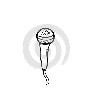 Microphone doodle mic icon vector hand draw