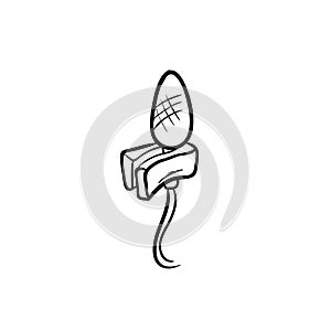 Microphone doodle mic icon vector hand draw