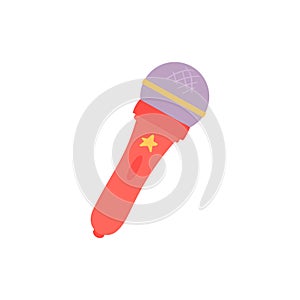 Microphone for girls Isolated on a white background. Children toy. Vector illustration in cartoon style
