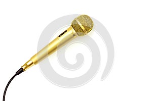 Microphone Gold on isolated white.