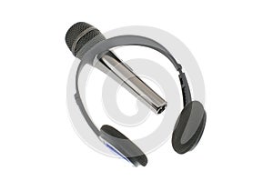 Microphone with headphones