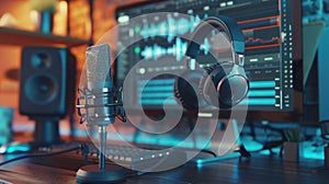 The microphone and headphones. AI generated