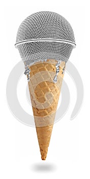 Microphone ice cream isolated on white background