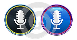 Microphone icon artistic glassy round buton set illustration