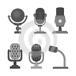 Microphone icon. Audio technology, musical record symbol