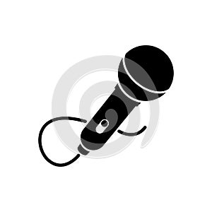 Microphone icon black on white. Vector symbol