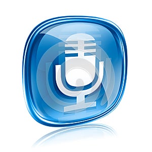 Microphone icon blue, isolated on