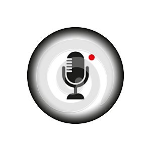 Microphone icon in a circle. Vector illustration. EPS 10.