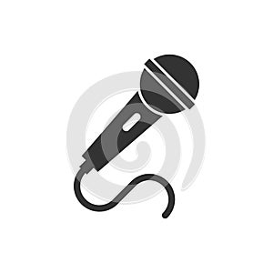 Microphone icon in flat style. Mic broadcast vector illustration