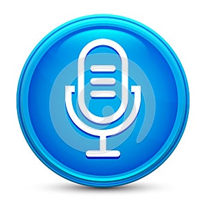 Microphone icon glass shiny blue round button isolated design vector illustration