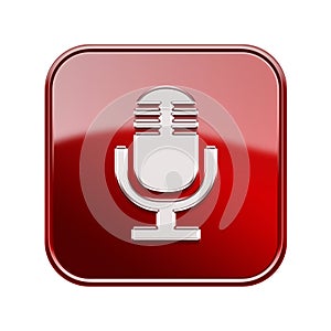 Microphone icon glossy red.