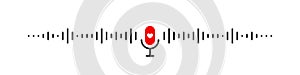 Microphone icon. Podcast logo. Microphone icon with sound waves. Vector icons