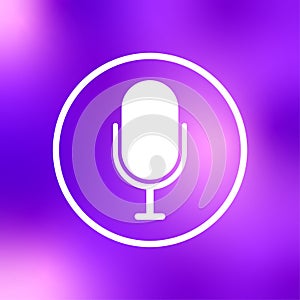 Microphone icon purple gradient. Audio recording technology. Podcasting voice symbol. Vector illustration. EPS 10.