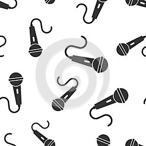 Microphone icon seamless pattern background. Mic broadcast vector illustration. Mike speech symbol pattern