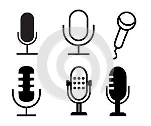 Microphone icon set. Different microphone collection. Vector illustration