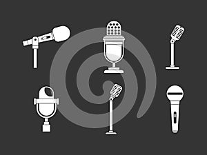 Microphone icon set grey vector