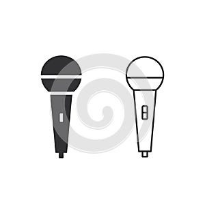 Microphone Icon set, mic symbol, Vector isolated flat design illustration