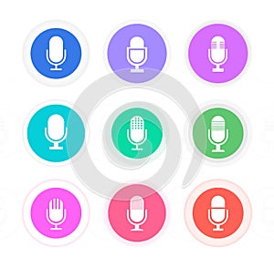 Microphone Icon. Set of microphone buttons