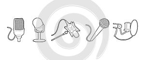 Microphone icon set, outline style