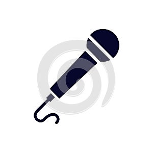 Microphone Icon Vector flat illustration, glyph style design isolated
