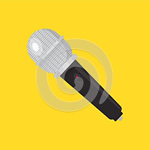 Microphone icon. Vector illustration of the device. Flat style design with long shadow.