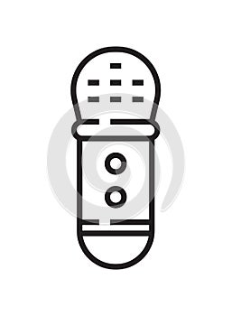 Microphone icon vector in thin line style. Voice over sign. Microphone symbol for audio podcast broadcast