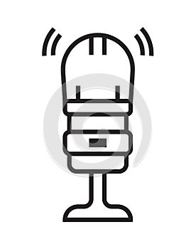 Microphone icon vector in thin line style. Voice over sign. Microphone symbol for audio podcast broadcast