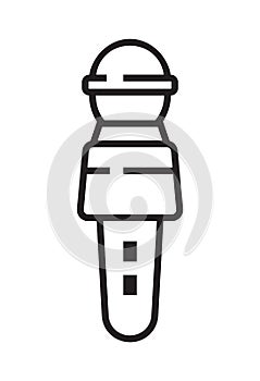 Microphone icon vector in thin line style. Voice over sign. Microphone symbol for audio podcast broadcast