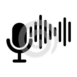 Microphone icon. Vectors related to audio with sound waves coming out of the microphone.