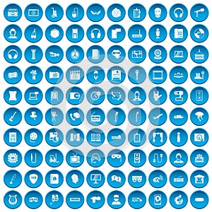 100 microphone icons set blue