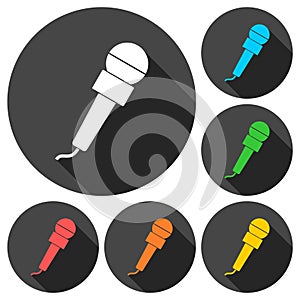 Microphone Icons set with long shadow