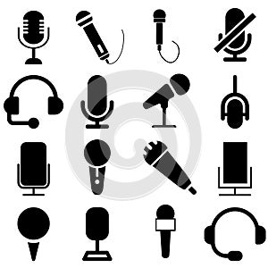 Microphone icons set. Microphone vector icon. Mic illustration symbol collection.
