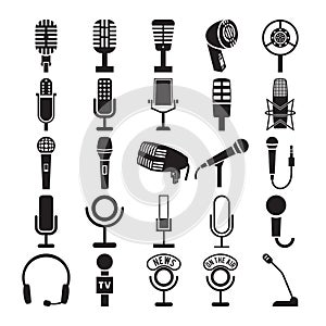 Microphone icons set photo