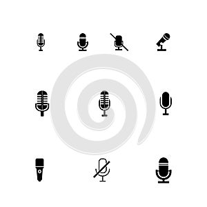 Microphone icons set on white background