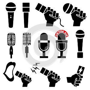 Microphone icons on white background. Vector illustration.