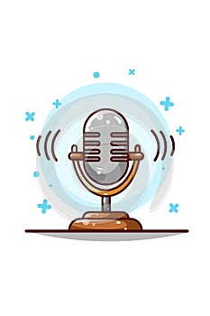 Microphone with spiker blue background vector illustration
