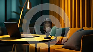 microphone interview or conference room interior with Ai Generated